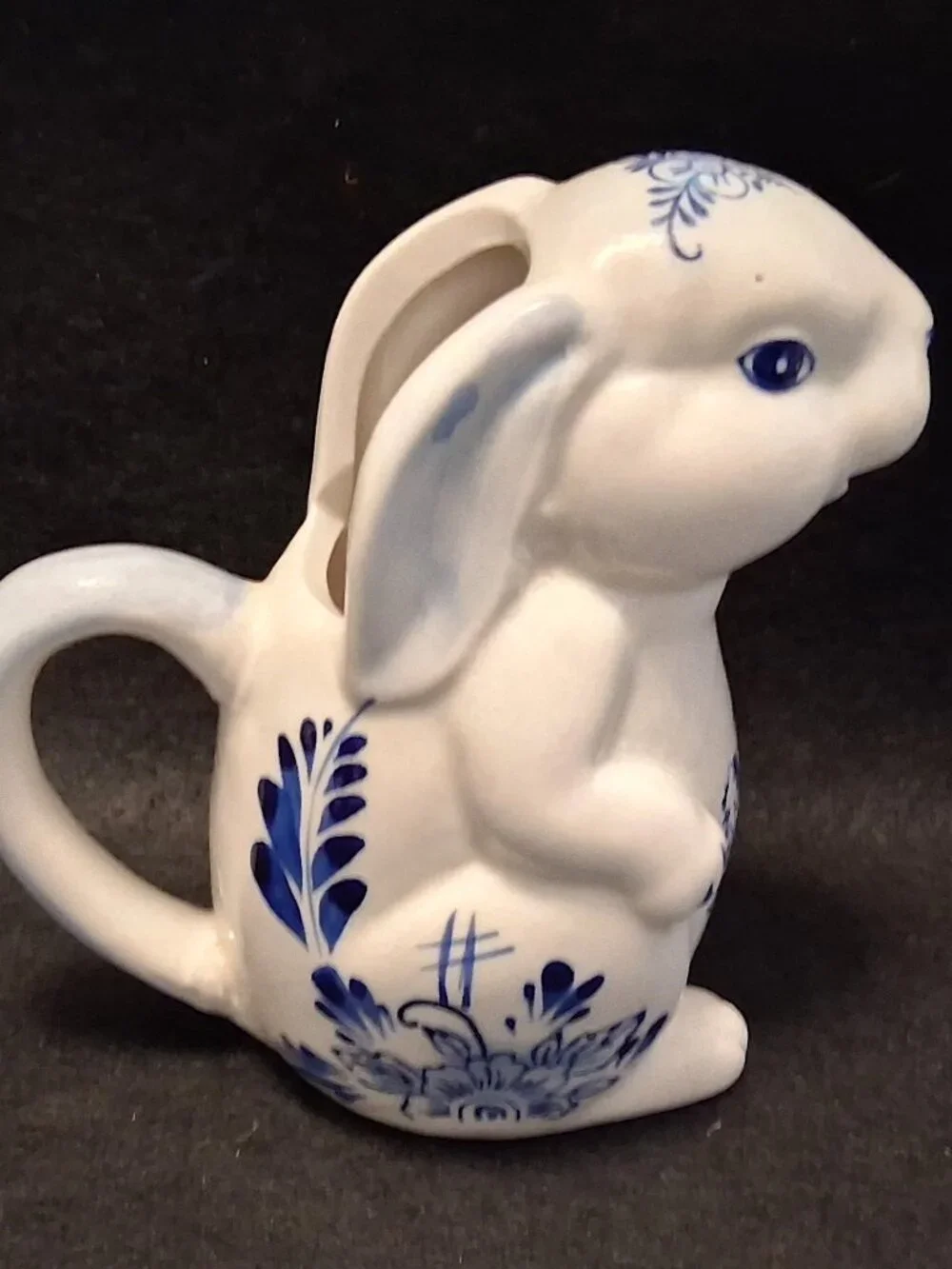 Vintage Delft Blue & White Bunny Rabbit Creamer Figurine w/Dutch Windmill Image - Picture 4 of 10